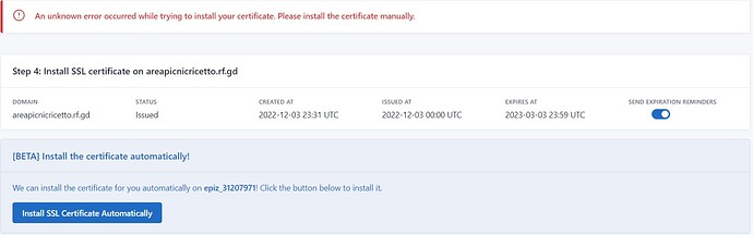 errore SSL certificate